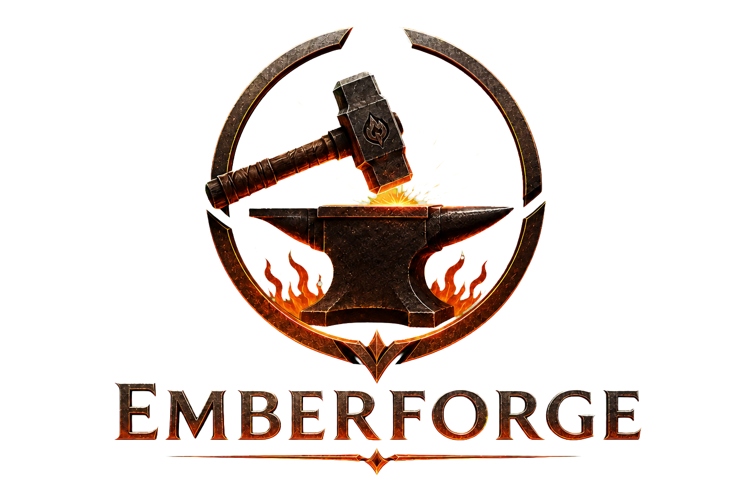 Ember Forge — a hammer striking a glowing anvil